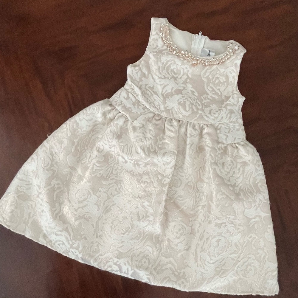 Rare Editions Little Girls Ivory Brocade Pearl Dress Size 3T